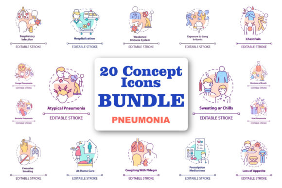 Download Pneumonia Concept Icons Set - Pneumonia Collection
