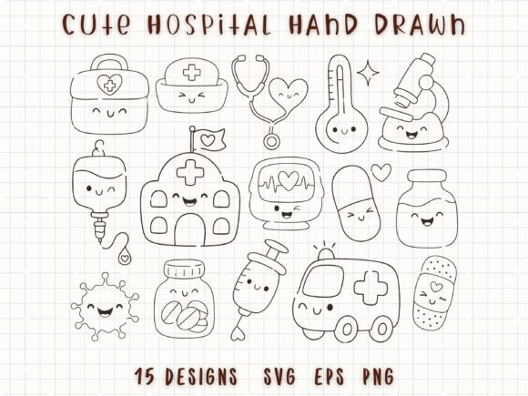 Download Cute Hospital Nurse Medical Line Art - Hospital Collection
